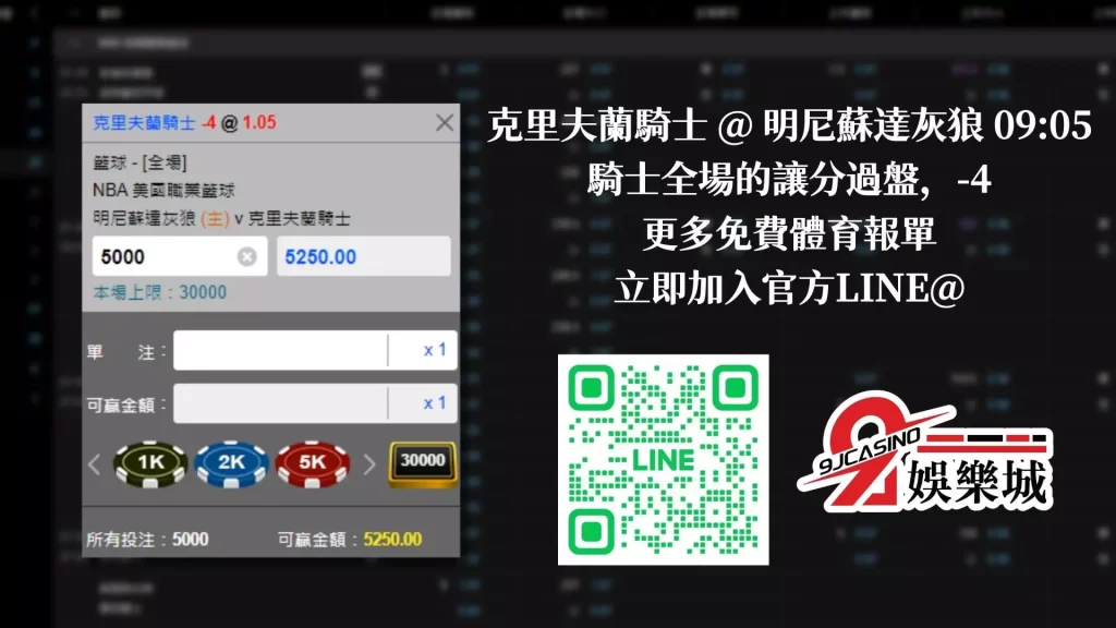 免費運彩分析 0115-明尼蘇達灰狼vs克里夫蘭騎士 9J娛樂城