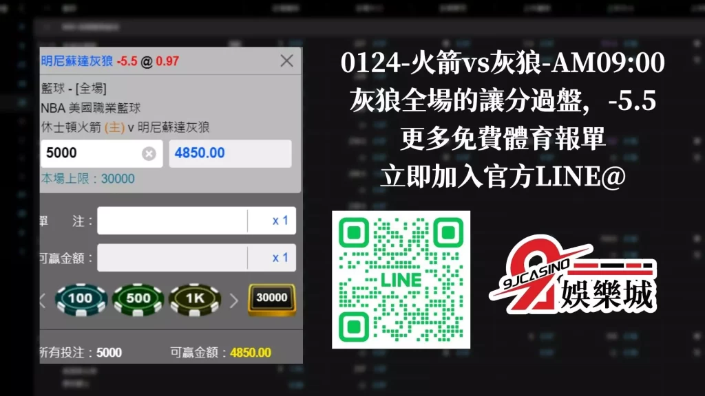 NBA賽前分析-0124-火箭vs灰狼-AM0900-9J娛樂城
